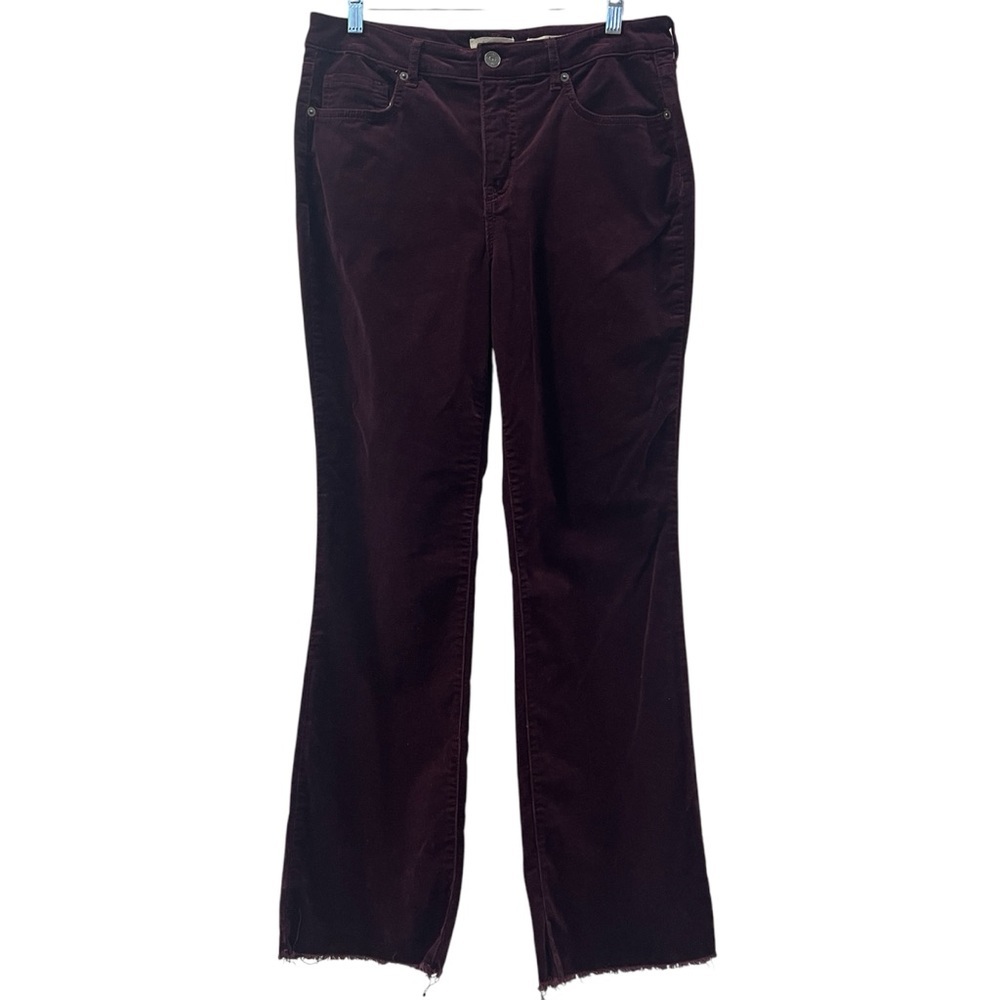 LOGO By Lori Goldstein Womens Burgundy Velvet Kick Boot Corduroy Pants Size 12